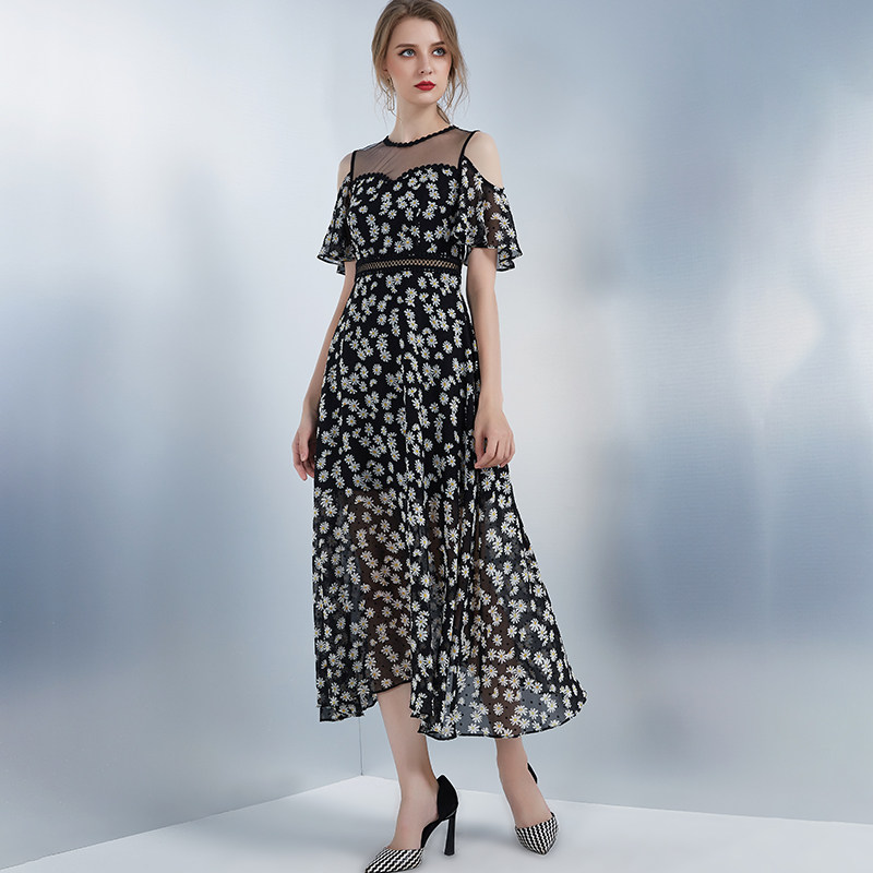 aui小雏菊女夏2020新款长款碎花裙 aui连衣裙