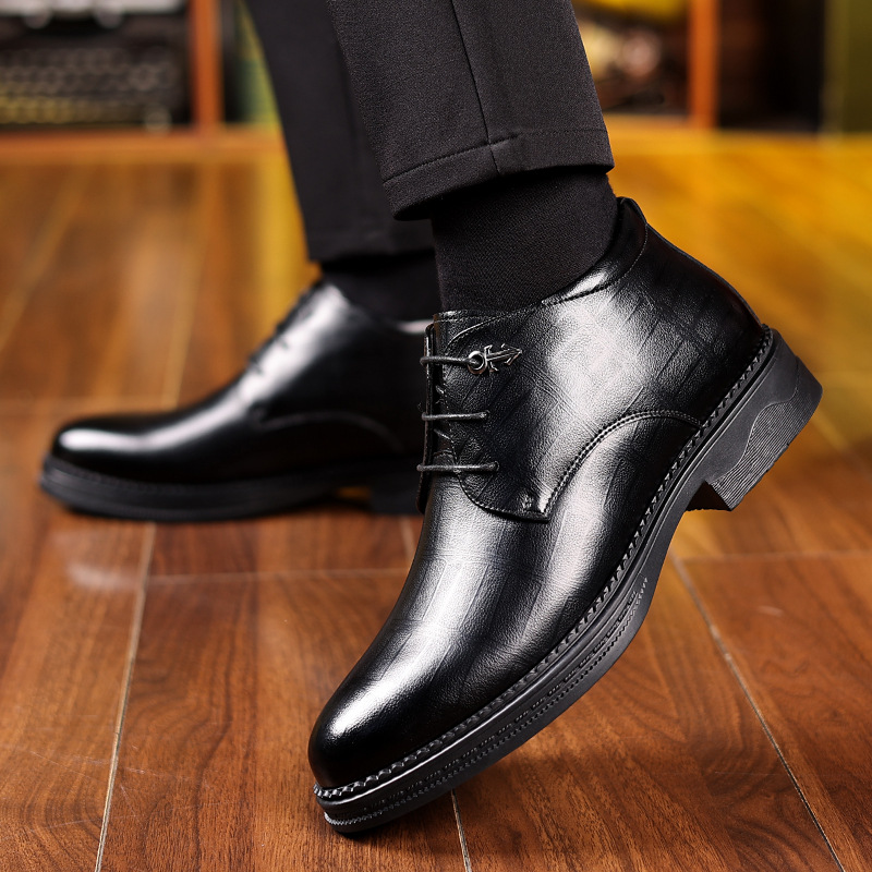 棉皮鞋男冬季2025冬季加绒保暖百搭德比鞋男士潮流商务正装休闲鞋 - 图1