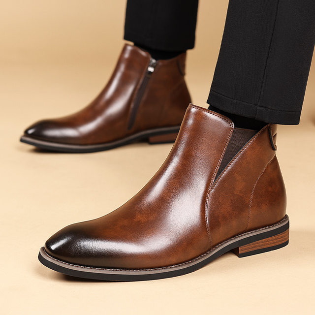 Chelsea boots men's retro European and American British style fashionable men's boots plus velvet large size cross-border Chelsea boots trend