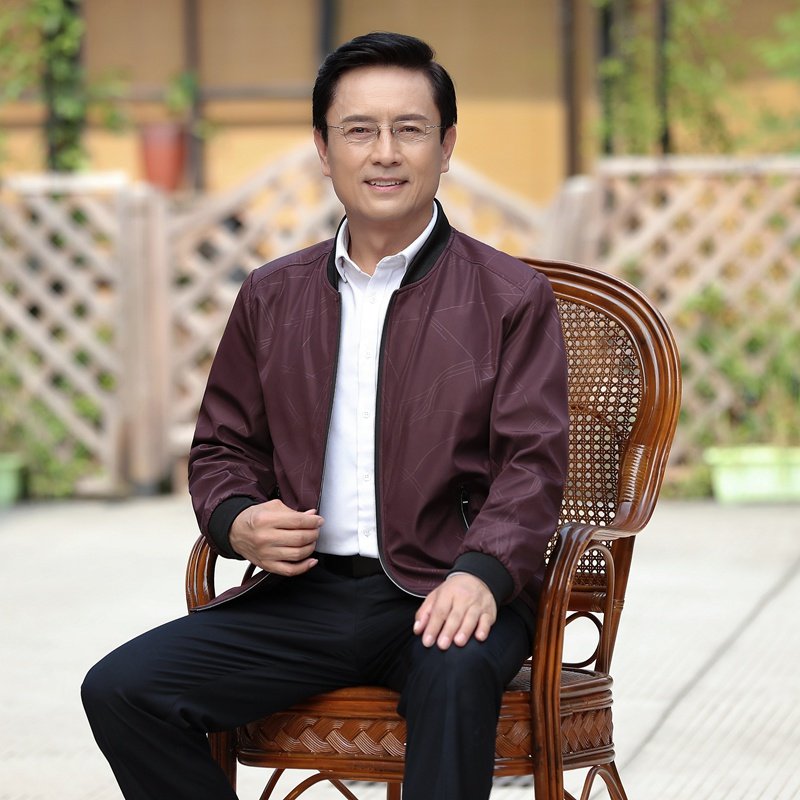 春秋季中年休闲父亲中老年夹克衫 梦怡祯夹克
