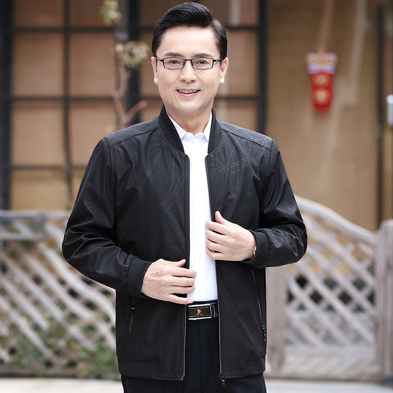 春秋季中年休闲父亲中老年夹克衫 梦怡祯夹克