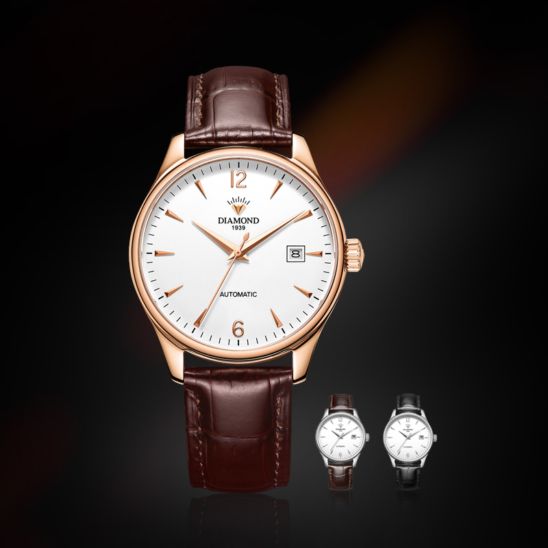 上海钻石自动时尚国表防水机械表 钻石手表国产腕表