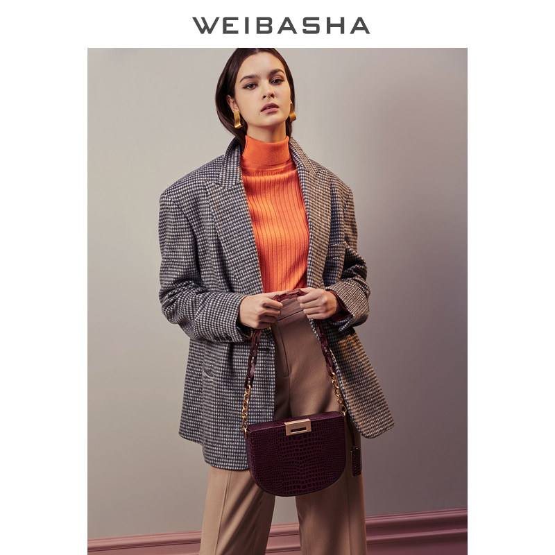 真皮2020新款潮百搭腋下马鞍包 微芭莎女士包袋