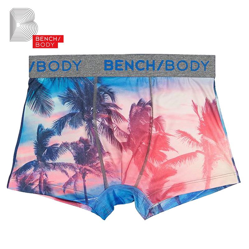 BENCH/BODY奔趣 2023春新品内裤男士印花中腰涤纶平角内裤BXF0150 - 图1