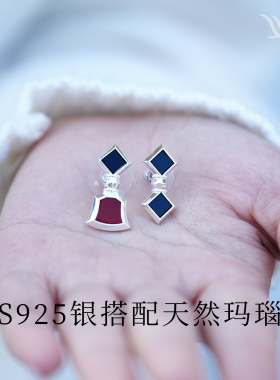 觉行S925银金刚铃杵玛瑙耳钉