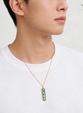 觉行银镀金孔雀石吊坠藏式挂件女