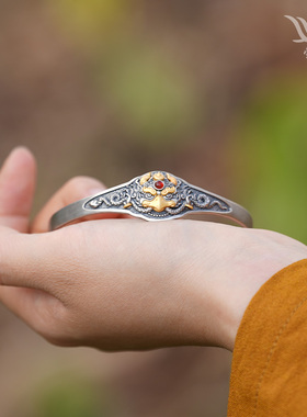 觉行金嘴大鹏鸟手镯男纯银开口