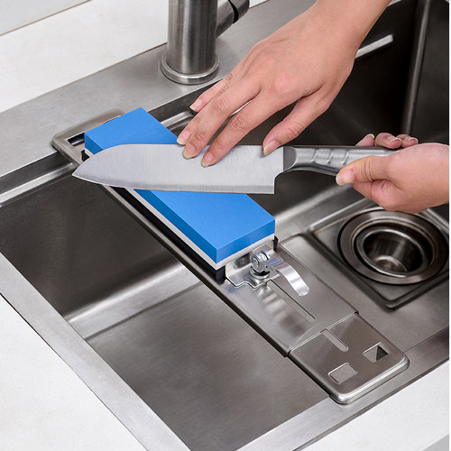 不锈钢磨刀石固定支架家用水槽磨刀架可调节防滑架子快速磨刀神器 - 图1