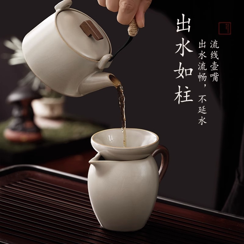 茶具套装家用2024新款茶壶盖碗泡茶具汝窑茶杯茶盘功夫茶具套装 - 图2