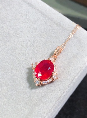 新烧优化红宝石套装梯方锆石戒指吊坠耳钉套装单颗彩宝项链