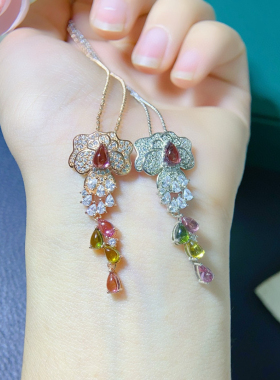 纯天然碧玺吊坠s925银镀双色电镀工艺 颜色好主石3*5；4*6mm