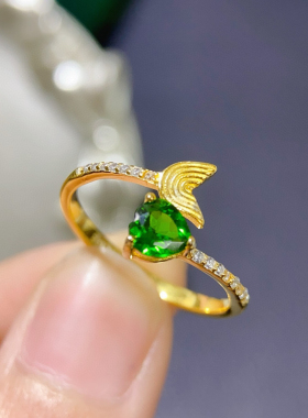 天然透辉石戒指绿色宝石超闪耀活口设计S925银镶嵌简单大气女