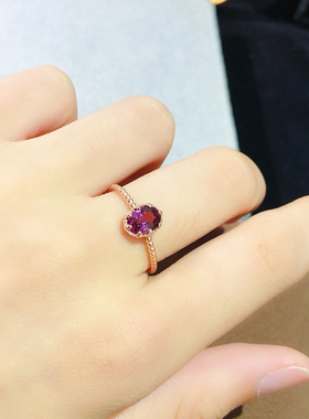 新缅甸尖晶石戒指天然可鉴定戒指925银精致女 天然彩色宝石