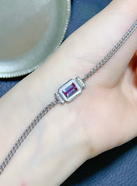 绝美亚历山大手链颜色独特多彩S925银精工镶嵌4*6mm