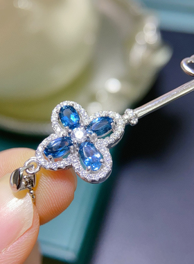 s925银镶嵌天然托帕石钥匙吊坠项链锁骨链时尚百搭送女友礼物