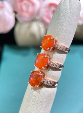 s925纯银火欧泊女款空托椭圆形镶嵌蜜蜡玉石绿松石尖底切面8*10