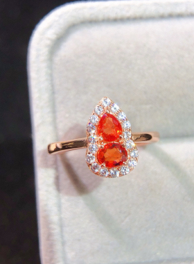 s925银镶嵌天然红色蓝宝石戒指经典围钻时尚简约韩版女款送证书