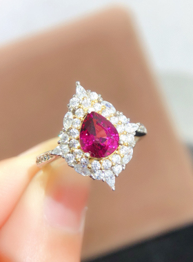 超级美丽的纯天然的镁铝石榴石戒指尺寸:6*7mm925纯银镶嵌