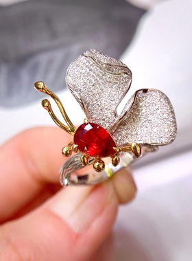 无烧鸽血红红宝石戒指主石1.08ct钻石1.029ct总重9.14克