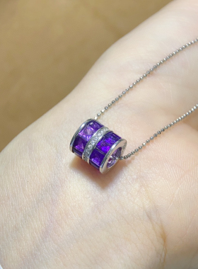 天然紫水晶 乌拉圭巴西原石 手工编织项链 2月生辰石 智慧创造力