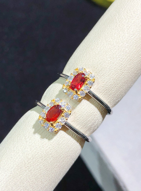 新款活口大气超值925银酒红色莫桑比克天然石榴石戒指礼物