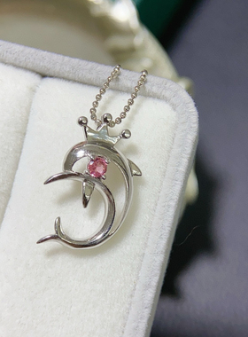 海豚款圆形3mm 纯银吊坠空托S925银镀金 精工银饰小清新项坠