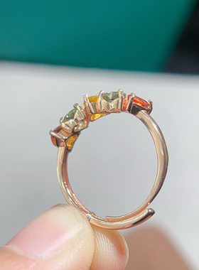 经典款彩色碧玺排戒火彩超闪颜色好主石尺寸心4mm