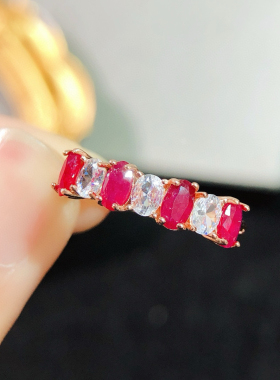 高品质天然红宝石戒指s925纯银镶嵌让人们拥有热情戒面3*5mm