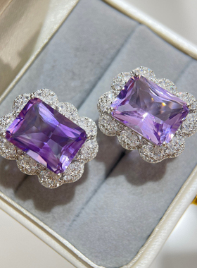 s925纯银戒指空托 长方枕形12*16mm 豪华银饰 配水钻 超闪 大气