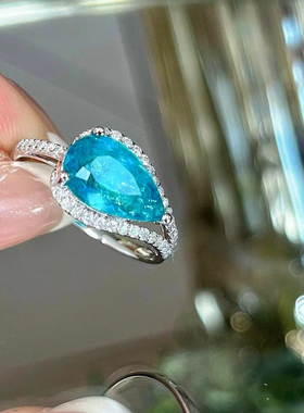 帕拉伊巴戒指马尔代夫优雅18K金全部大钻石奢华镶嵌配国际证书