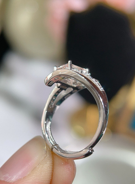 天然摩根石戒指镀18K白金镶嵌粉色宝石彩宝珠宝手饰女戒 礼物