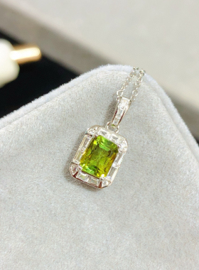 天然碧玺吊坠女s925纯银玫瑰金项链彩色糖果宝石简约锁骨链生日礼