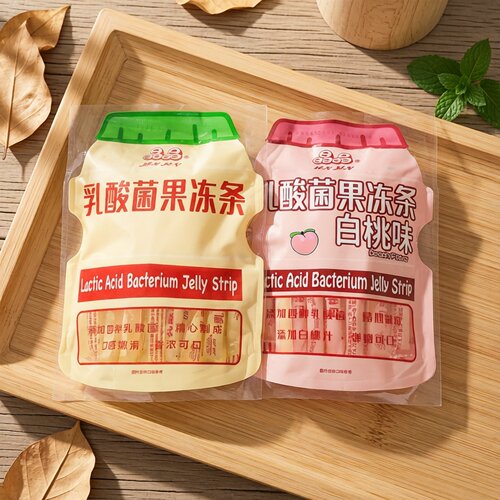晶晶乳酸菌果冻条白桃味390g果味布丁独立装休闲进口零食 - 图0