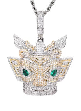 欧美时尚嘻哈吊坠微镶锆石满钻霸气三星推面具吊坠