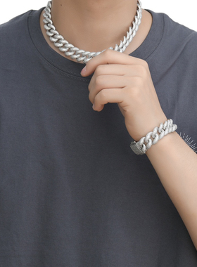 古巴链满钻加密气泡嘻哈项链王嘉尔同款hiphop潮牌18mm男欧美街头