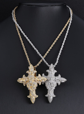 骷髅十字架吊坠项链欧美嘻哈潮流时尚个性百搭设计感ins男