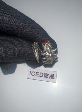 ICED饰品欧美嘻哈复古做旧蜈蚣戒指男女小众设计感食指戒