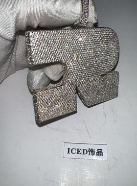 ICED订制“R”满钻项链吊坠嘻哈满钻吊坠项链 高端嘻哈吊坠