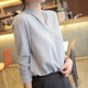 Professional white shirt Women's long -sleeved temperament is thin spring and autumn big SIZE work clothes bottoming workers V -neck chiffon shirt