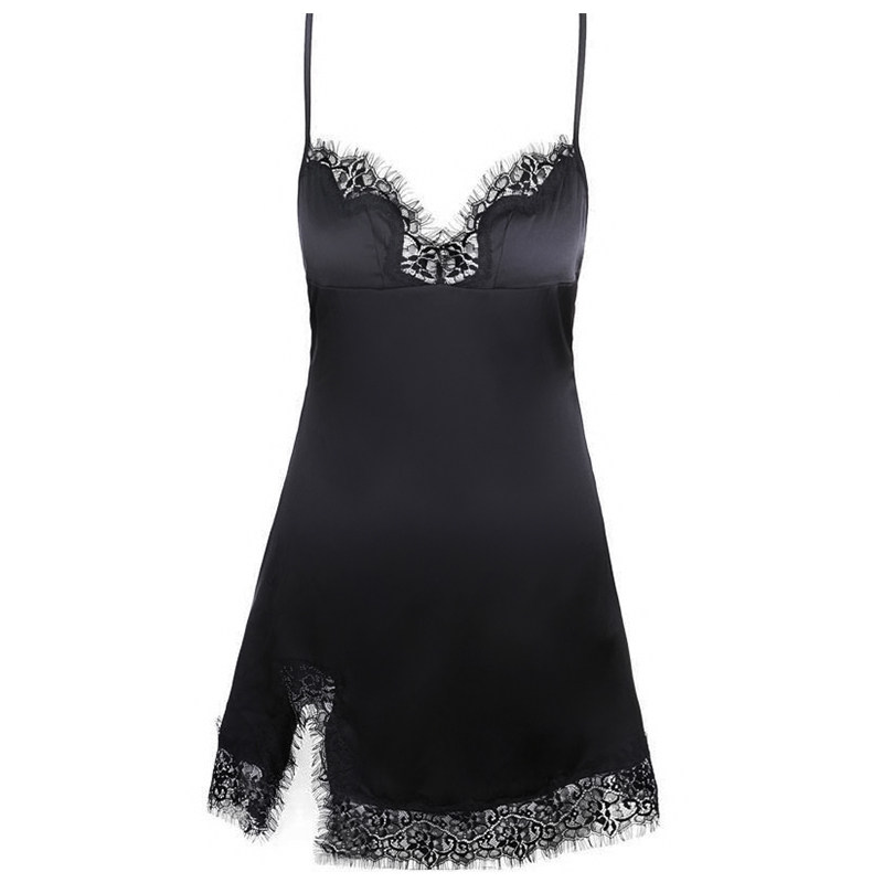 吊带睡裙女夏季冰丝交叉露背短裙睫毛蕾丝花边性感睡衣2025年新款,淘宝优惠券,粉丝福利购,淘宝优惠卷