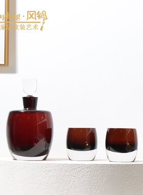 高档轻奢玻璃酒具醒酒器分酒器样板间酒柜水吧台装饰品摆件