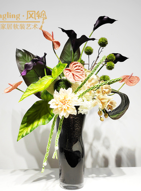 现代简约几何花艺摆件样板间酒店大堂客厅插花家居装饰摆设