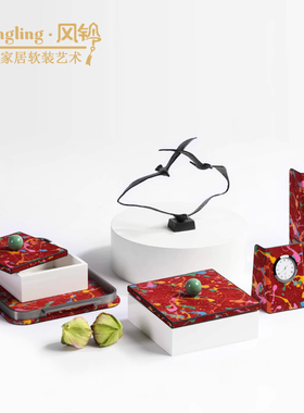 现代简约马毛金属托盘皮革玻璃花器办公室笔筒花色卧室摆件