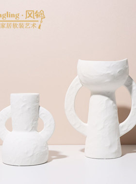 双耳陶瓷罐花器摆件样板房