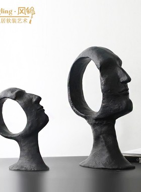 抽象人脸客厅树脂软装饰创意摆件