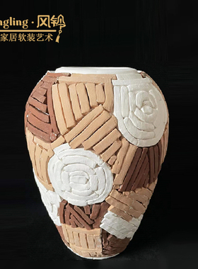 陶瓷拼贴花器样板房白色