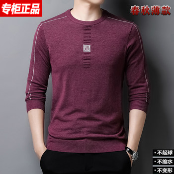 Cashmere Sweater Men's 100 Pure Wool 2022 Spring Round Neck Young and Middle-aged Bottoming Sweater Thin Pullover Sweater