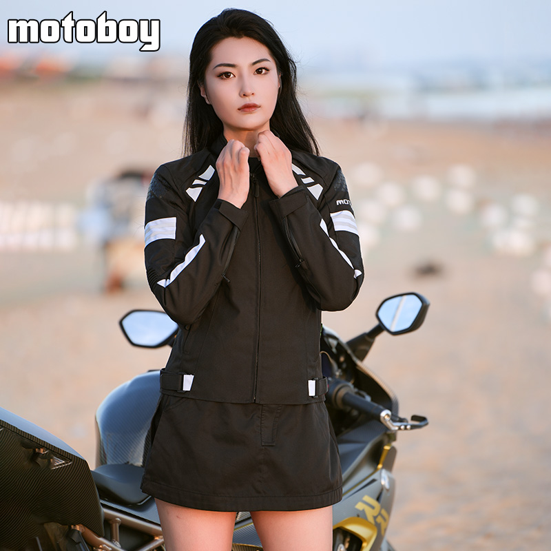 motoboy骑行服女士摩托车紧身机车赛车夏季透气骑士防摔防水四季 - 图1