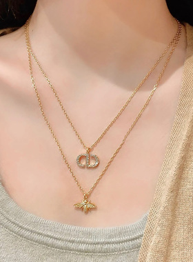 D家爆款百搭CD星星珍珠双层项链