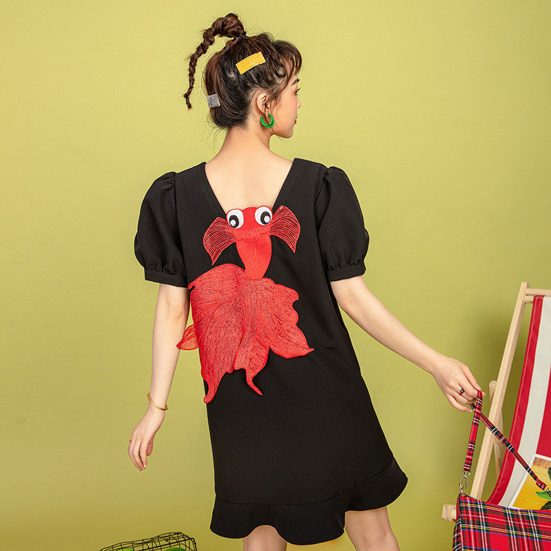 金玉满堂系列仙女都爱泡泡袖雪纺 zfiod连衣裙